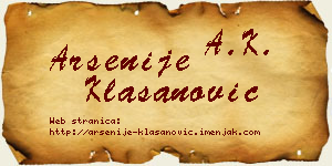 Arsenije Klasanović vizit kartica